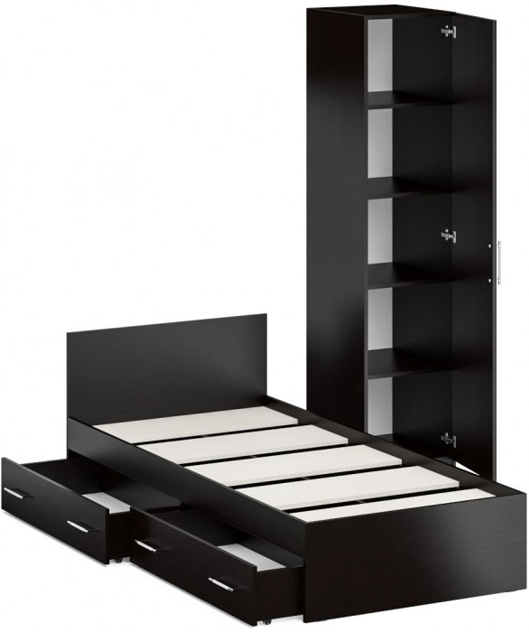 Кровать с ящиками 0900 + Пенал Стандарт, венге