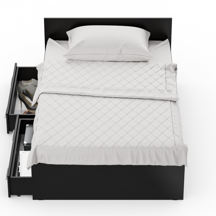 Стандарт Кровать с ящиками 1200, цвет венге, ШхГхВ 123,5х203,5х70 см., сп.м. 1200х2000 мм., без матраса, основание есть