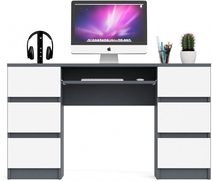 Мори компьютерный стол МС-2, графит/белый