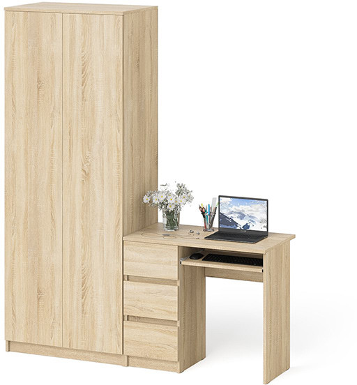 Мори Стол компьютерный МС-6 левый + Шкаф МШ800.1, цвет дуб сонома, ШхГхВ 170,4х50,4х209,6 см., выдвижные ящики слева, НЕ универсальная сборка