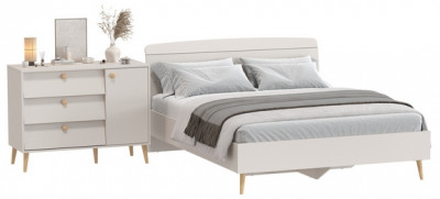 Афина Спальня Кровать 1600 + Комод, кашемир серый