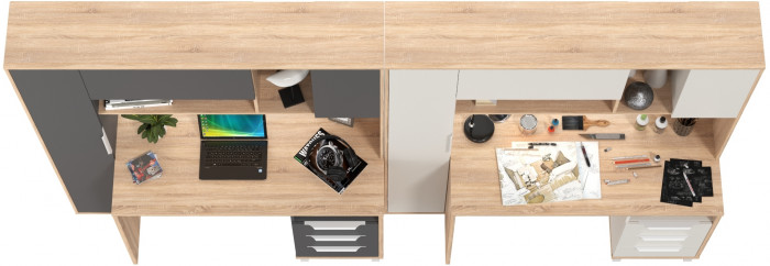 Два стола компьютерных Комфорт 12.95N, дуб сонома/белый/дуб сонома/тёмно-серый