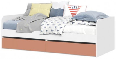 ТУРБО КР 01 Кровать ортопед (2032х645х934) корпус белый/шарлиз терракота