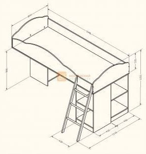 Кровать-чердак Дюймовочка-5.1, зеленая