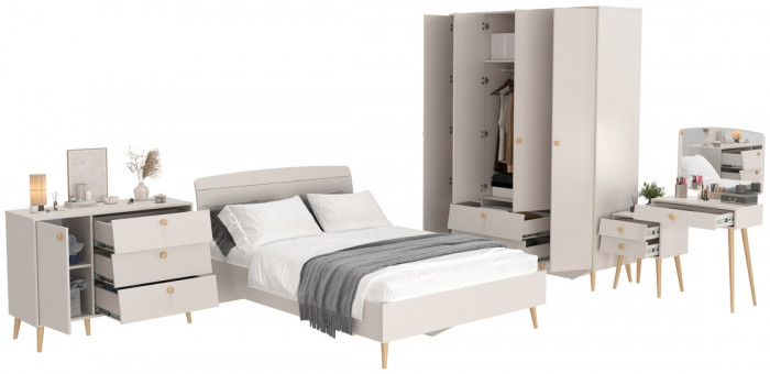 Афина Спальня 12-1400, цвет кашемир серый, сп.м. 1400х2000 мм., б/м, основание есть - фанера