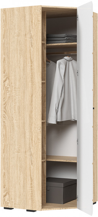 ЛИБЕРТИ ШК 05 Шкаф угловой 780 (780х2100х780) Фасад МДФ БЕЛЫЙ ГЛЯНЕЦ/Корпус ДУБ СОНОМА