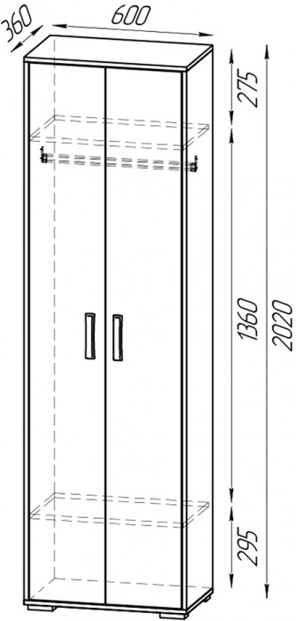 Прихожая 2-3430+2-3431бод.тем/св Домино - Комплект для прихожей, цвет бодега тёмный/бодега светлый, ШхГхВ 160х36х202 см., универсальная сборка