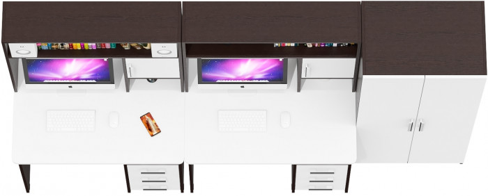 С-МД-СК9 Компоновка № 05, цвет венге/белый шагрень, ШхГхВ 274х70х160 см., НЕ универсальная сборка