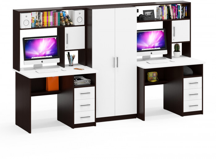 С-МД-СК9 Компоновка № 05, цвет венге/белый шагрень, ШхГхВ 274х70х160 см., НЕ универсальная сборка