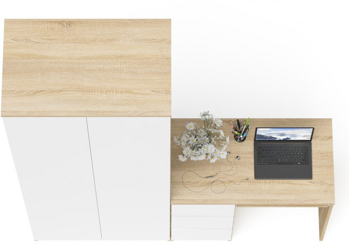 Мори Стол компьютерный МС-6 левый + Шкаф МШ800.1, цвет дуб сонома/белый, ШхГхВ 170,4х50,4х209,6 см., выдвижные ящики слева, НЕ универсальная сборка
