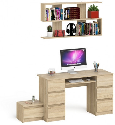 Мори компьютерный стол МС-2 + Тумба ТМП400.1 + Полка 1200, дуб сонома