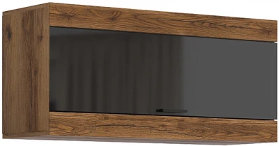 Прага Шкаф навесной, делано/Черный глянец