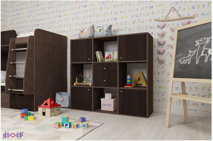 Стеллаж Джери (Винтерберг/Оранжевый)