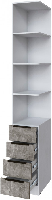 Угловое завершение Мадрид (0,35) с 4 ящ. правое, Белый/Ателье светлое