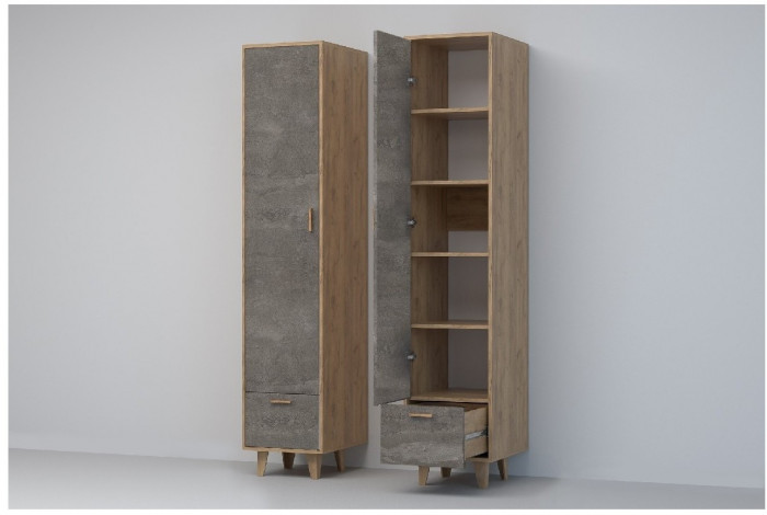 Эго Пенал П-1 НГ (Глянец Белый/Бетон Светлый)