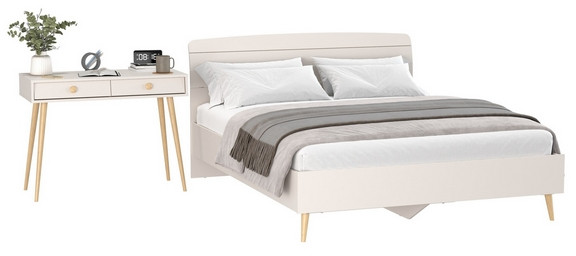 Афина Спальня Кровать 1600 + Стол, кашемир серый