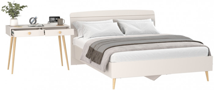 Афина Спальня Кровать 1600 + Стол, кашемир серый