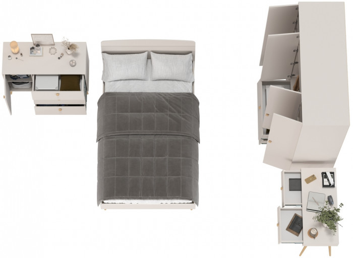 Афина Спальня 13-1200, цвет кашемир серый, сп.м. 1200х2000 мм., б/м, основание есть - фанера