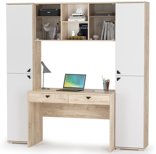 КР100 Бостон № 27, цвет дуб эндгрейн элегантный/фасады МДФ милк рикамо софт, 13.154+12.69+10.51+13.154, ШхГхВ 192,4х57,2х194,4 см.