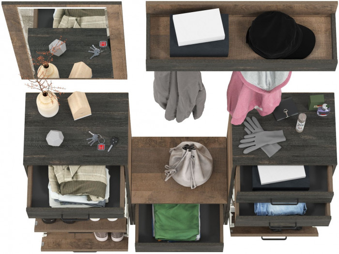 Трувор Прихожая 218, цвет дуб гранж песочный/интра, ШхГхВ 189х36,9х194,2 см., универсальная сборка