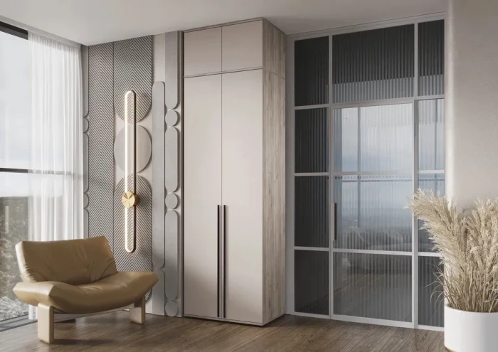 Норд Шкаф 2-х створчатый 800 с антресолью, Крафт серый/Кашемир