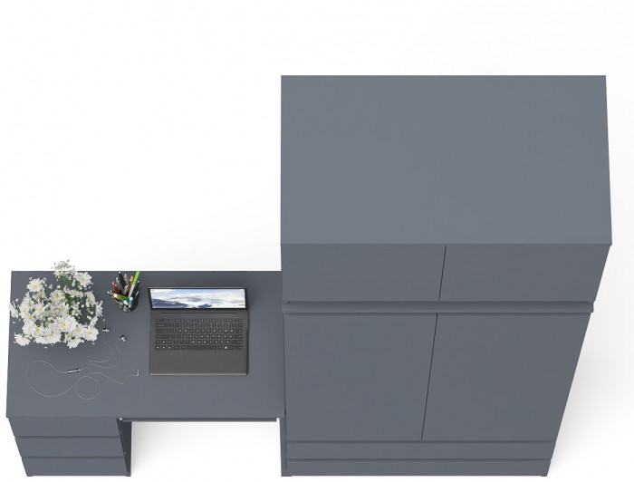 Мори Стол компьютерный МС-6 левый + Шкаф МШ900.1 + Антресоль МА900.1, цвет графит, ШхГхВ 180,4х50,4х234,2 см., выдвижные ящики слева, НЕ универс. сб.