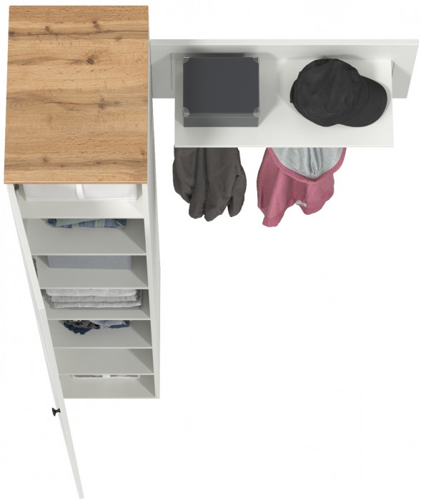 Остин Прихожая 13, цвет белый шагрень/дуб крафт золотой, ШхГхВ 119,7х54,3х229,6 см., универсальная сборка