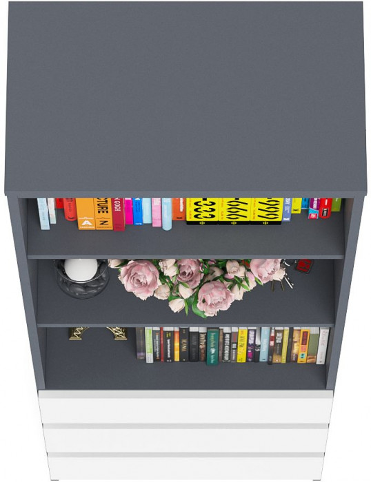 Мори Стеллаж МСТ600.3, цвет графит/белый, ШхГхВ 60,4х35,4х179,6 см.