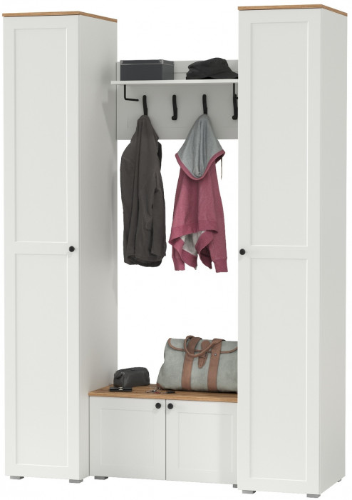 Остин Прихожая 37, белый шагрень/дуб крафт золотой