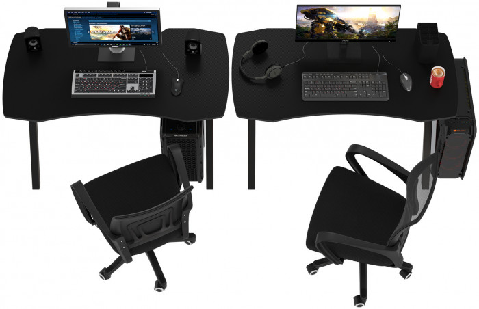 Два игровых стола Мебель--24 GT-2310 + два кресла компьютерных 103 чёрных, чёрный