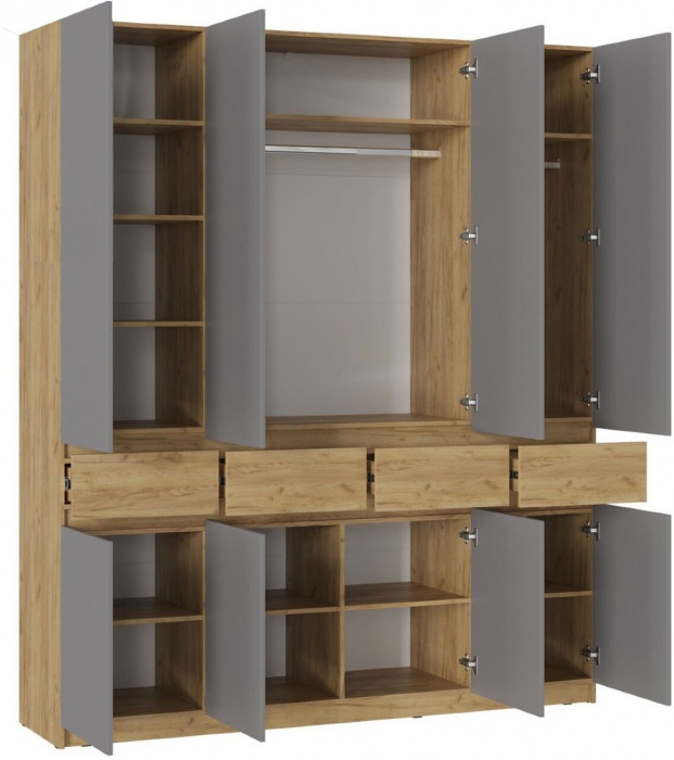 Шкаф Бостон ЛДСП ШК-004 крафт золотой/серый шифер