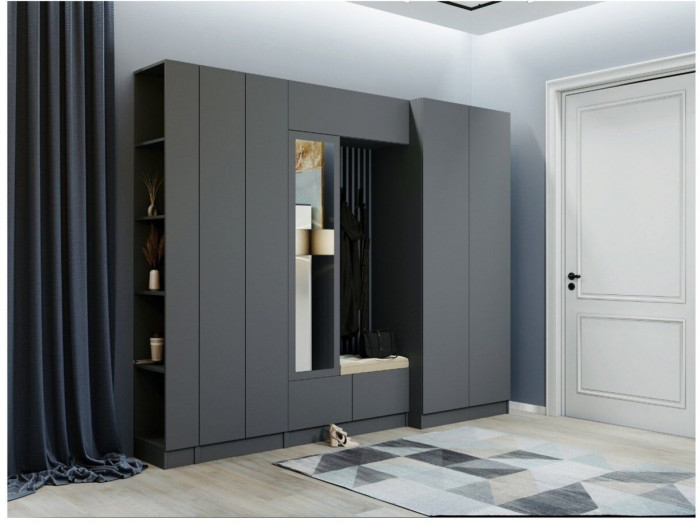 Модульная прихожая "Руэлла", композиция 1 - Графит серый