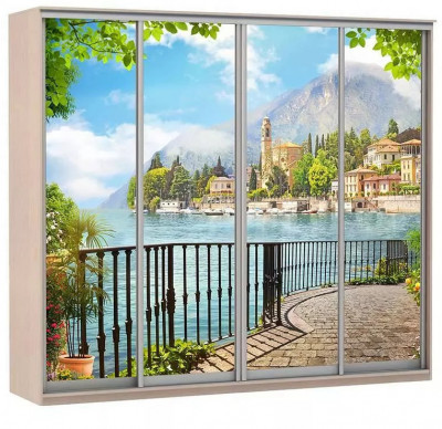 Шкаф купе Модерн 2362х600 4-х дверный 4-х секционный фотопечать №4 ясень