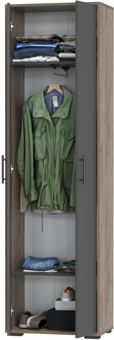 Прихожая 2-3430дкт/граф Домино - Шкаф для одежды, цвет дуб крафт табачный/графит, ШхГхВ 60х36х202 см.