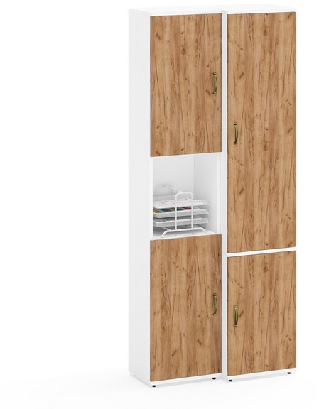 Лидер-8 Модуль Пенал + Пенал МД 21Б, белый шагрень/крафт золото