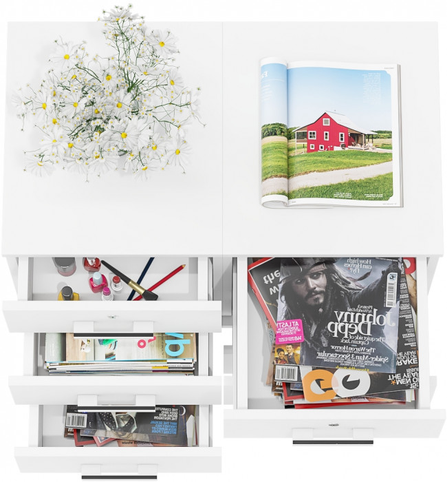 Две тумбы выкатных С-МД-3-02, цвет белый шагрень, ШхГхВ 80х45х59 см.