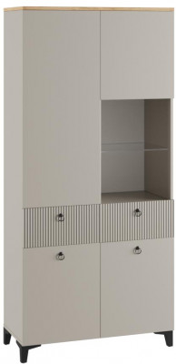 Шкаф со стеклом Ника 800, Бежевый, Кашемир