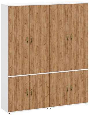 Лидер-8 Шкаф МД 20Б 2 шт., цвет белый шагрень/крафт золото, ШхГхВ 160х37,5х190 см., НЕ универсальная сборка