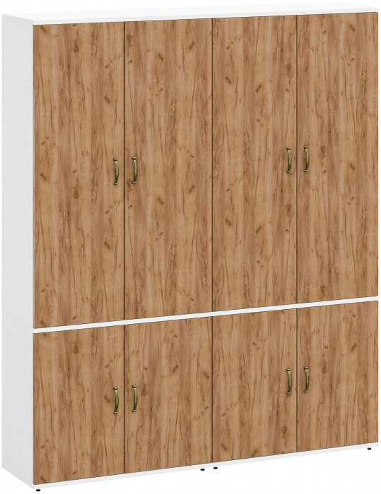 Лидер-8 Шкаф МД 20Б 2 шт., цвет белый шагрень/крафт золото, ШхГхВ 160х37,5х190 см., НЕ универсальная сборка