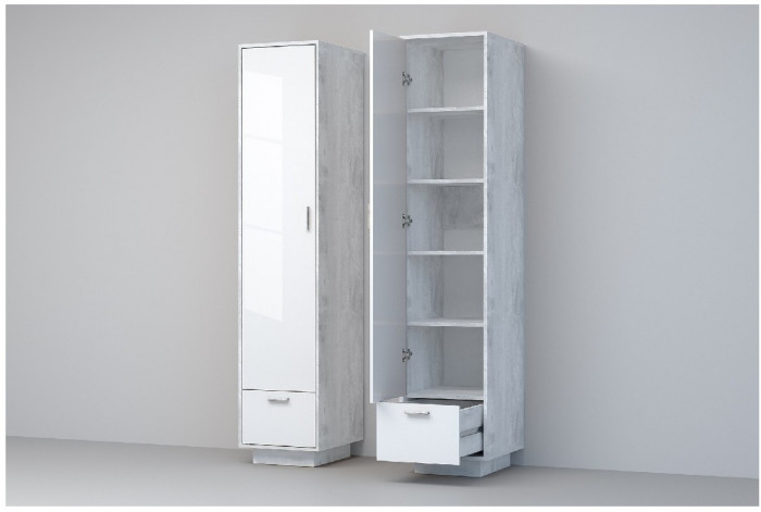 Эго Пенал П-1 ПД (Глянец Белый/Бетон Светлый)