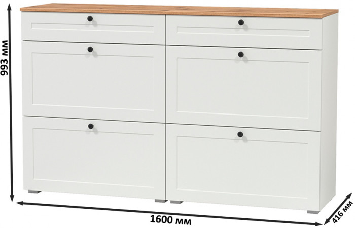 Остин 16.121 Тумба для обуви + 16.121 Тумба для обуви, белый шагрень/дуб крафт золотой