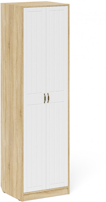 Прихожая П-6 Компоновка № 11, цвет дуб сонома/фасады МДФ белое дерево фрезеровка прованс, ШхГхВ 120х50х210 см., универсальная сборка