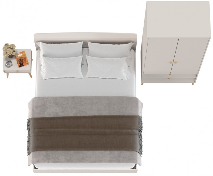 Афина Спальня Кровать 1600 + Шкаф 2-х дверный + Тумба, кашемир серый