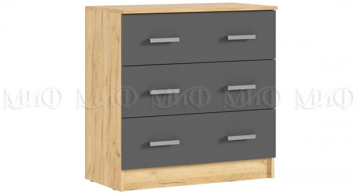 Басямиф Комод 3 ящика (Дуб крафт/ Графит)