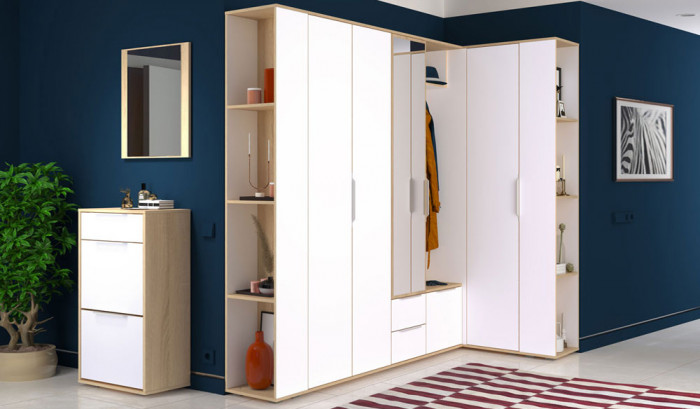 Куба Прихожая 13, дуб сонома/белый премиум