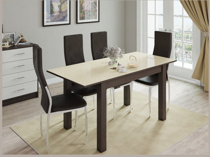 Стол обеденный Бруно 1200х800 венге/лакобель ваниль