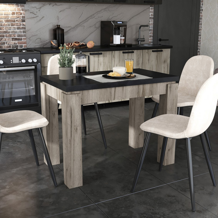 Стол Эдинбург дуб крафт серый/черный матовый