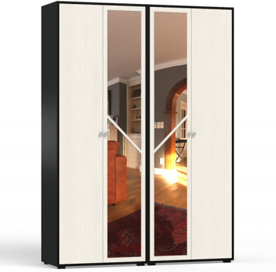 Камелия Шкаф 4-х створчатый, цвет венге/дуб лоредо, ШхГхВ 160х48х220 см., универсальная сборка, можно использовать как два отдельных шкафа