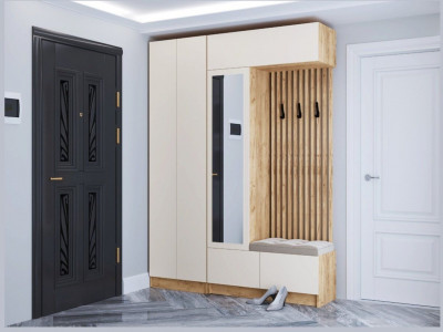 Модульная прихожая "Руэлла", композиция 2 - Крафт золотой/Кашемир