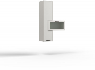 Шкаф навесной двухдверный (левое исп.) "Берг" - Белый текстурный/Ясень белый